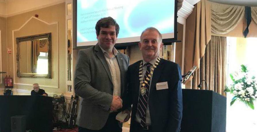 The medal was presented to Dr. Rochfort by the president of the society, Prof. Brendan Kinsley, at the conclusion of the Irish E