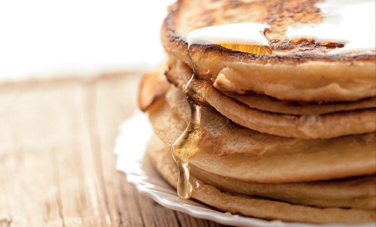 Image of pancakes in maple syrup for Shrove Tuesday