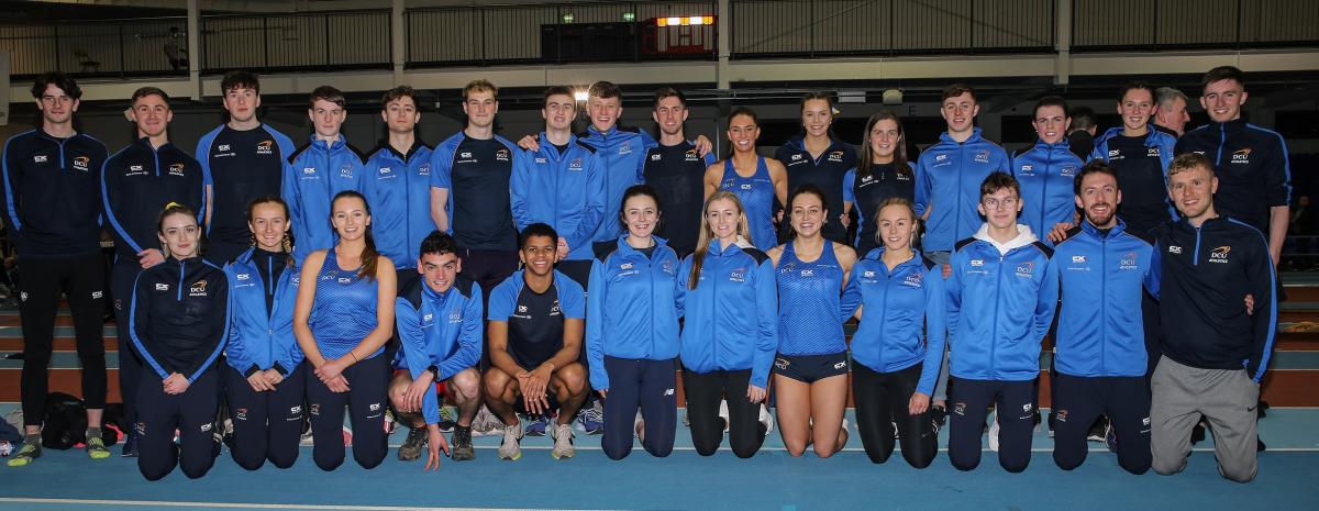 DCU student athletes with Head of Athletics Paul Byrne