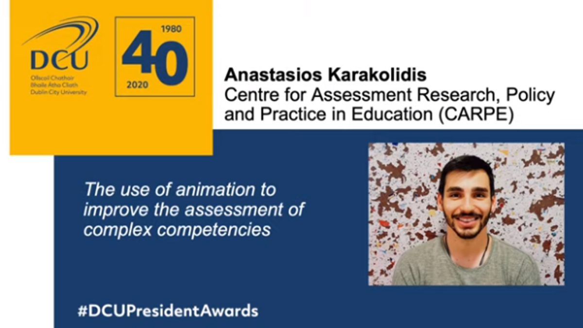 Dr. Anastasios Karakolidis, Winner of the 2020 DCU President's Award for Engagement and Innovation (Postgraduate)