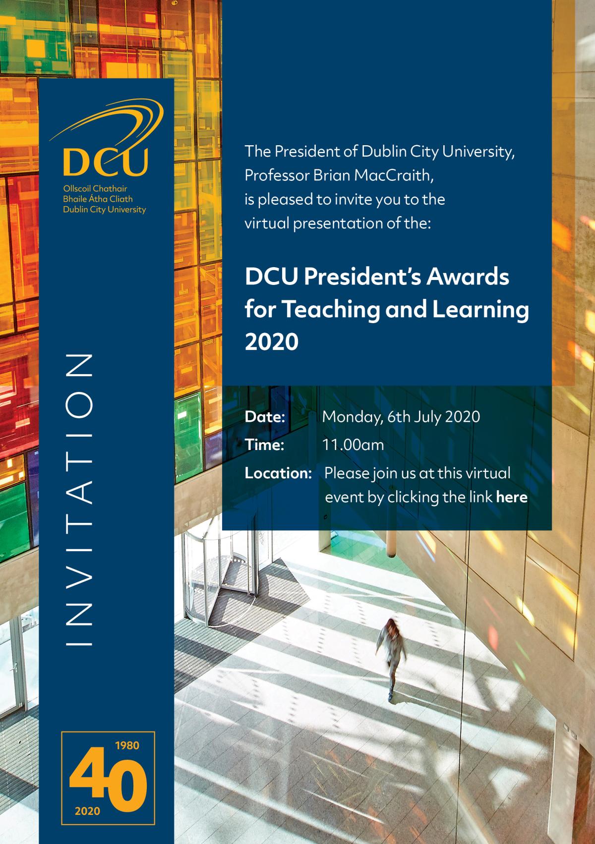 DCU President's Awards for Teaching and Learning 2020