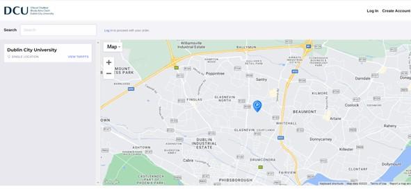 Shows screeshot of main landing page for parking permit site 