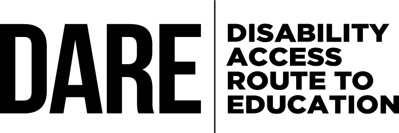 black white logo with the words DARE