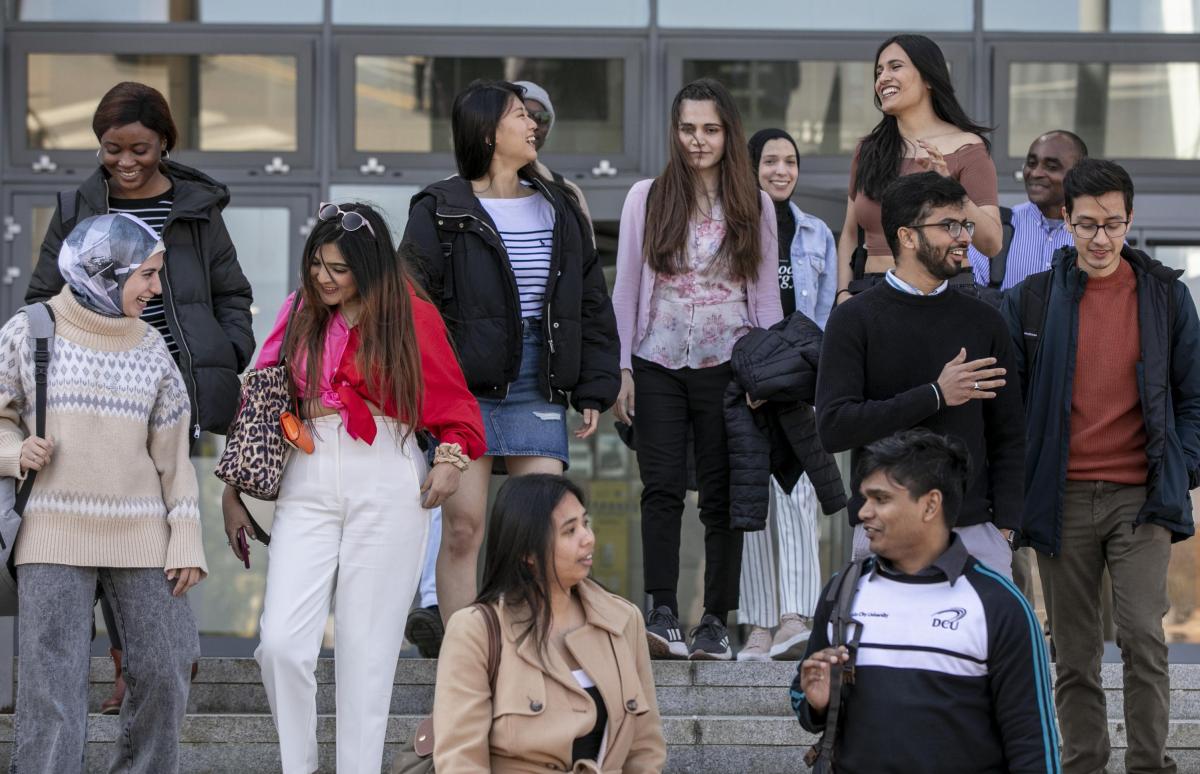 An image showing a number of international students on DCU's Glasnevin campus