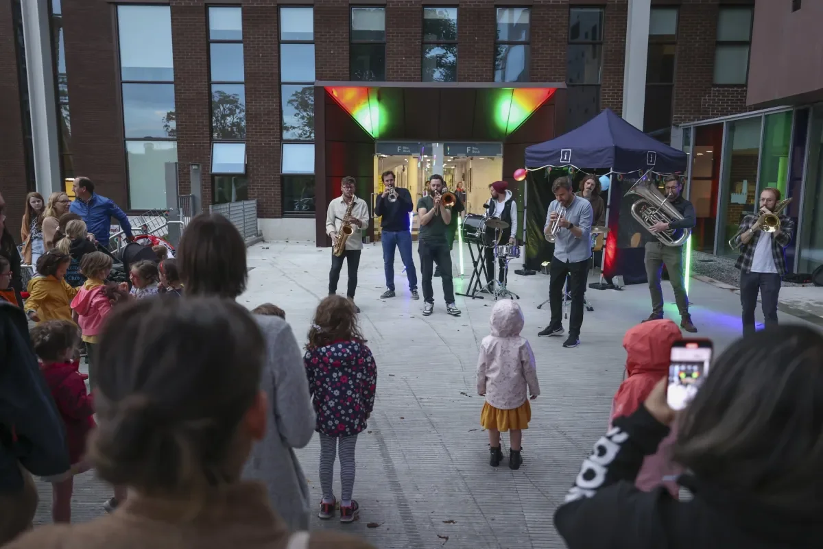 People gathering for Culture Night performance on St Patrick's Campus