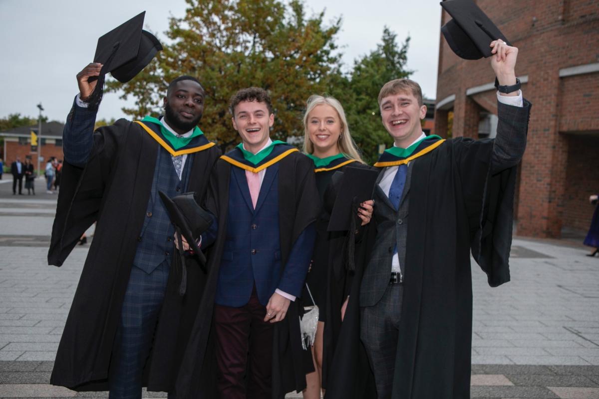Shows DCU Graduates on campus for Autumn 2022 ceremonies