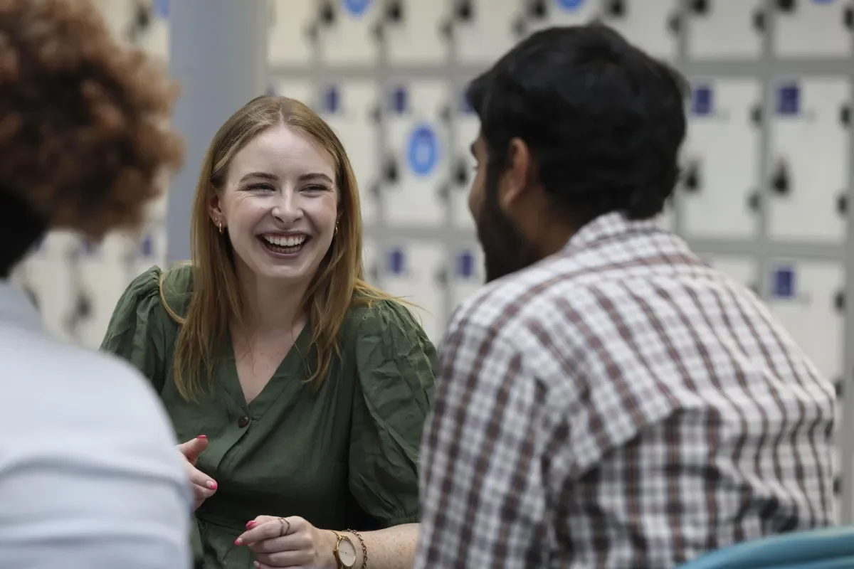 Students chatting and laughing