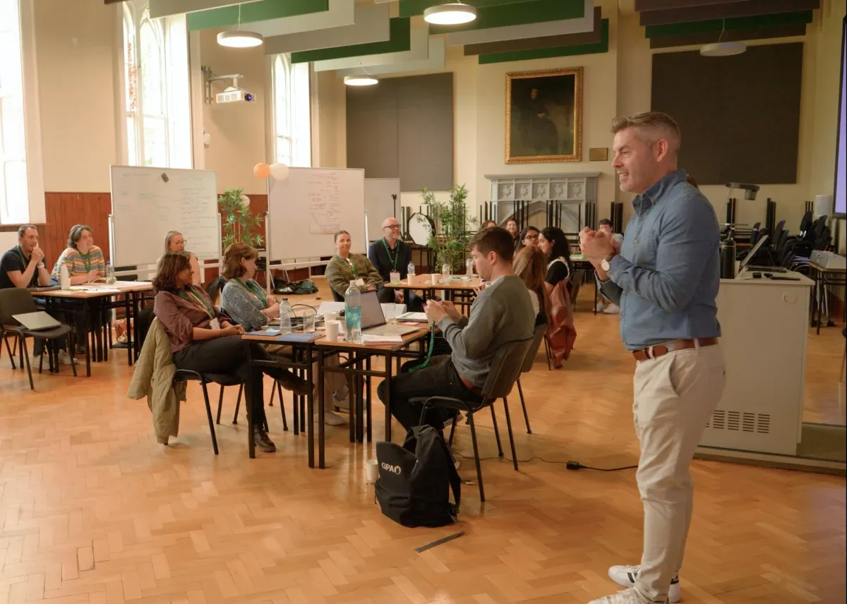 Darran Heaney talking to a group at the ABC Hackathon