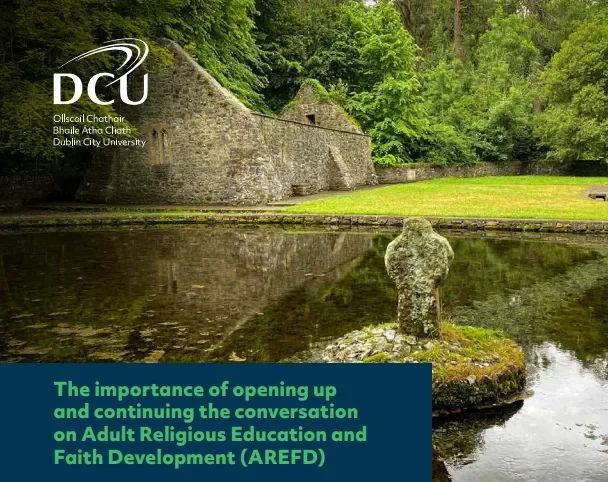Report cover with text: The importance of opening up and continuing the conversation on Adult Religious Education and Faith Development (AREFD)