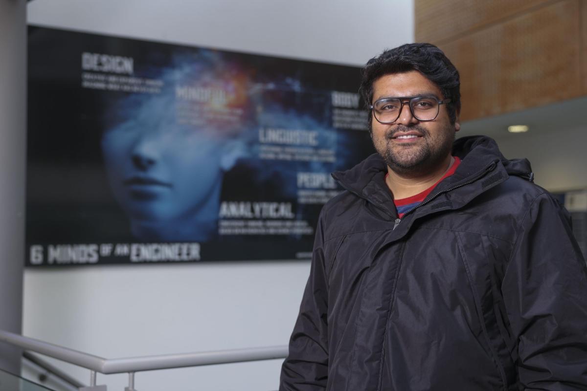 Shows researcher Ali Akbar Shah who is spending six months working on research at DCU