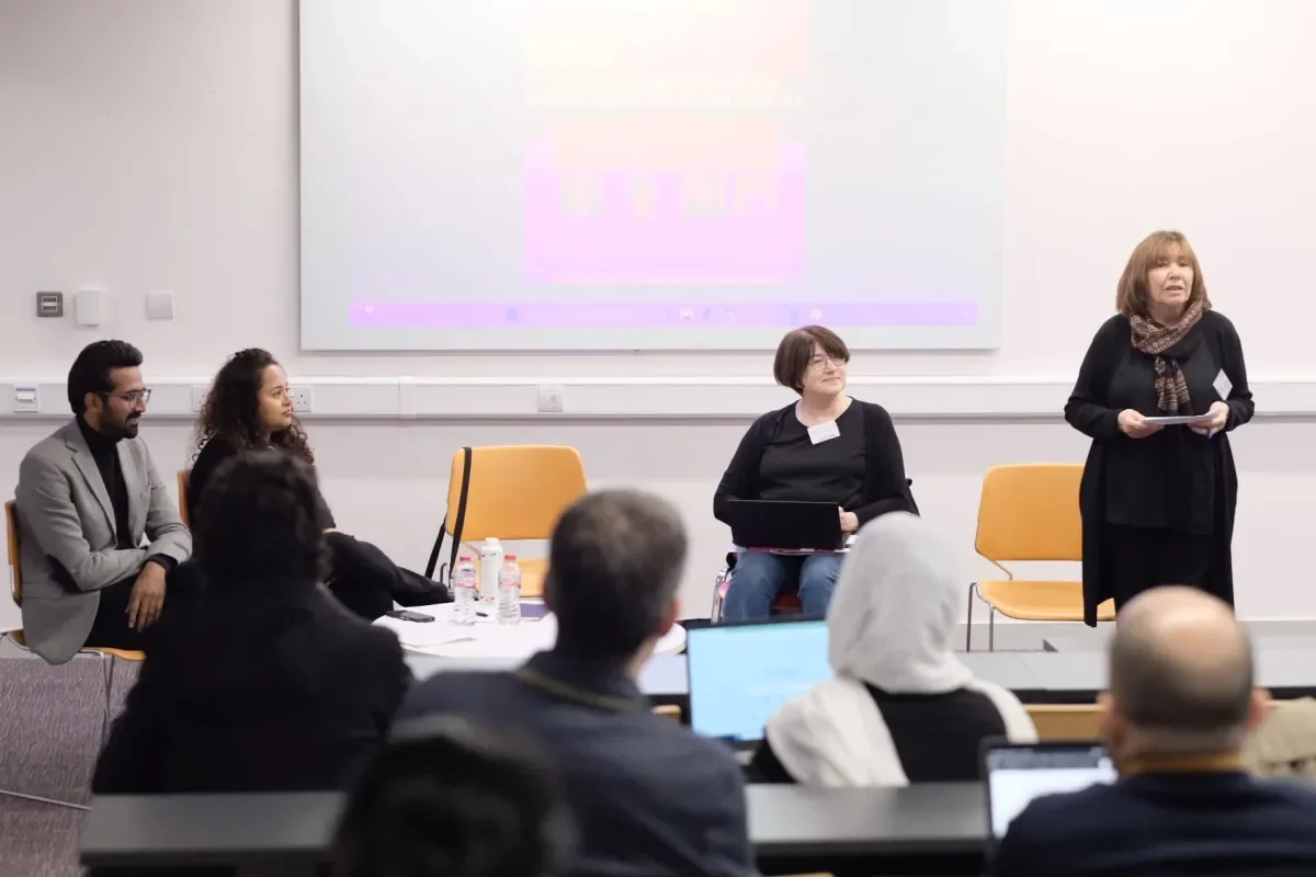 Shows attendees and speakers in a lecture theatre at 7th annual South Asia Conference at DCU