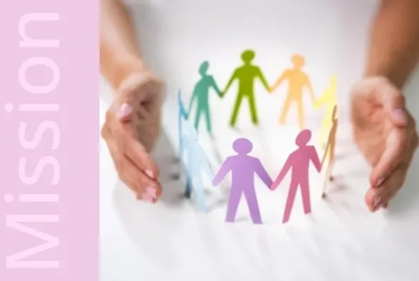 Mission heading with hands holding paper dolls