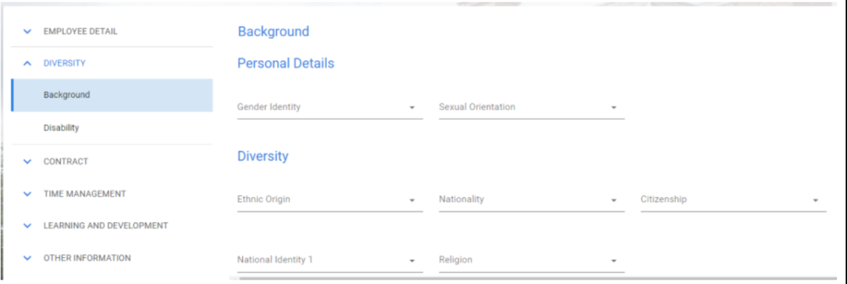Employee Diversity Data Recording on CORE Portal - My Profile