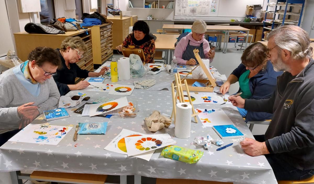 Art students painting