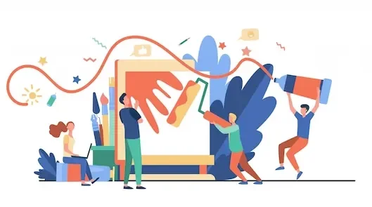 Cartoon of people using paint