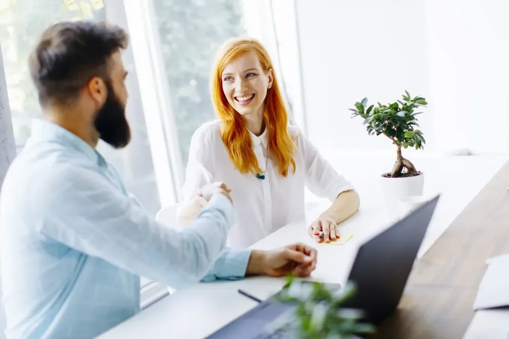 two people talking