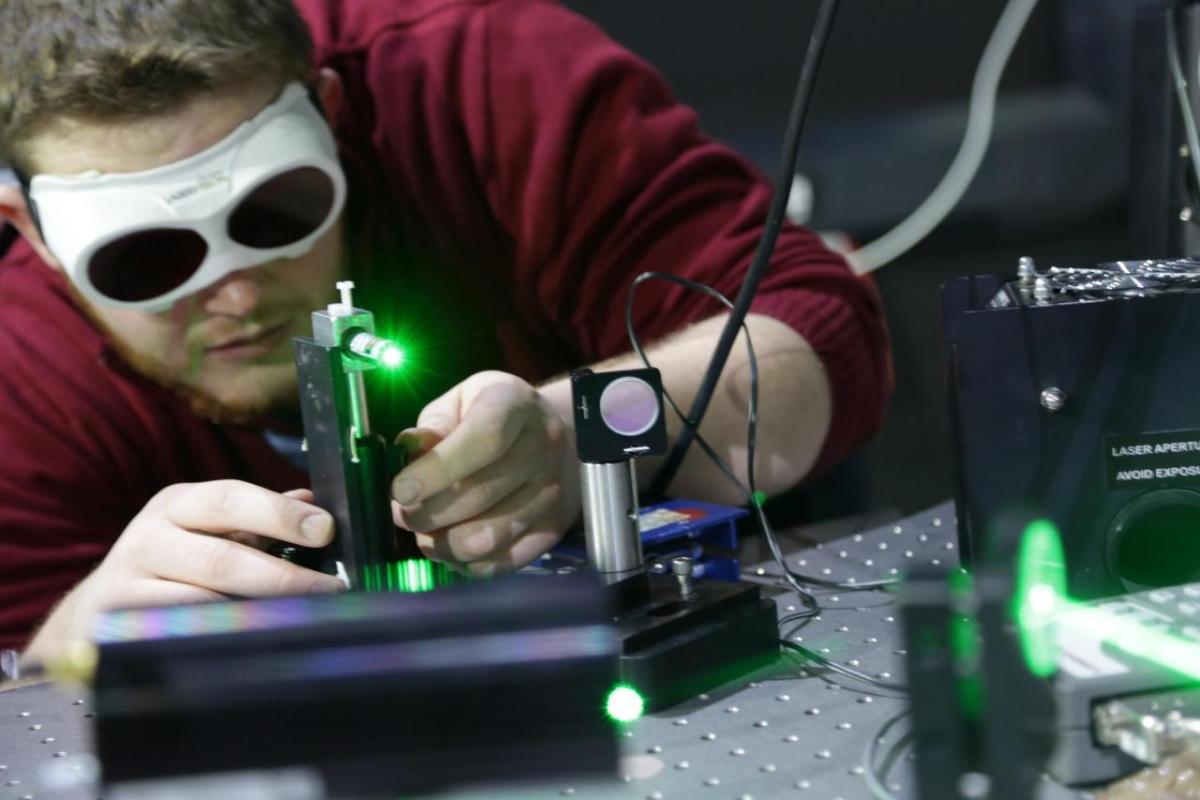 one student working on a prototype