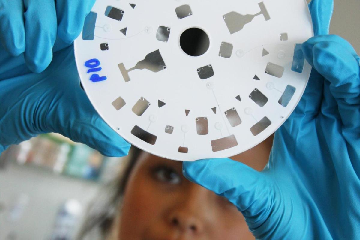 One student working in a lab