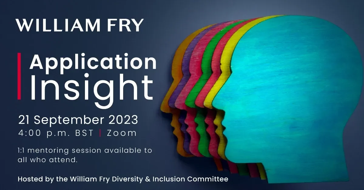 A blue image promoting Application Insight event on Zoom at 4pm on 21 September.