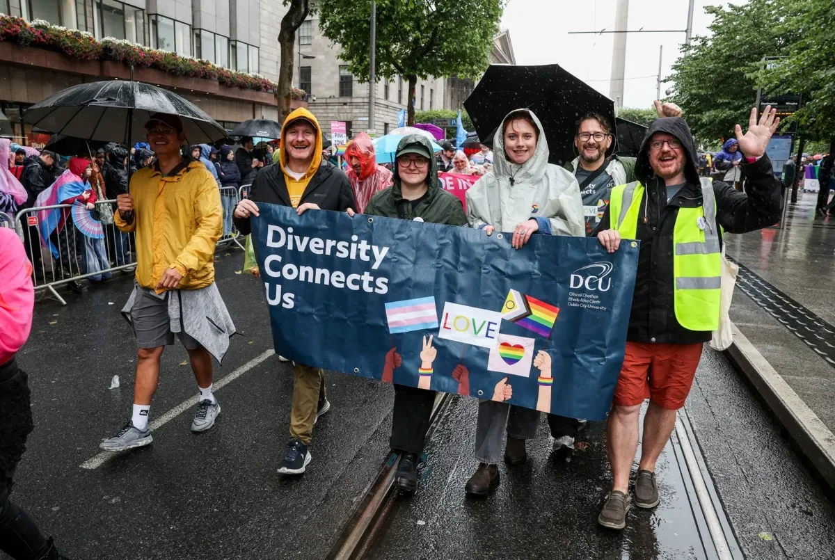 Members of DCU Pride+ staff network at the Dublin Pride Parade 2024.