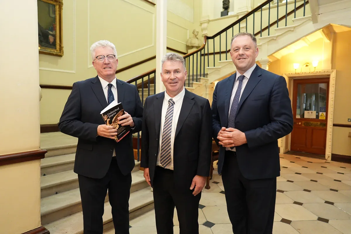 DCU President, Professor Dáire Keogh; Donnacha Ó Beacháin, Professor of Politics at the School of Law and Government; Minister of State for European Affairs and Defence, Thomas Byrne TD