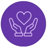 Graphic of two hands holding a heart shape to represent empathy.