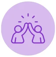 Graphic of two people celebrating to represent teamwork.