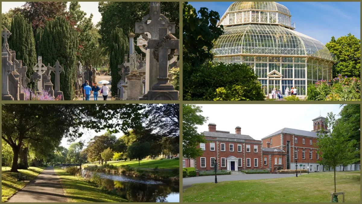 Selection of images of Glasnevin Cemetery, Botanic Gardens, Grace Park and DCU St Patricks