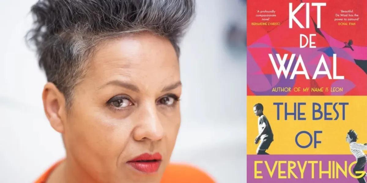 split screen with book cover called 'The Best of Everything' alongside the Author Kit De Waal