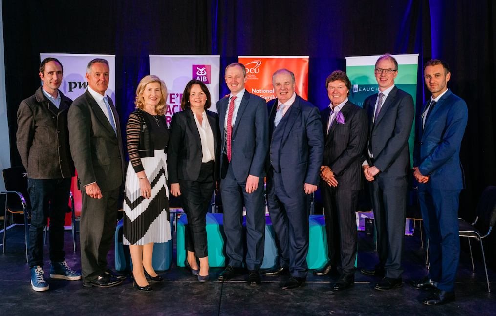 From left to right: Kevin Sheridan, Chris Musgrave, Catherine Moroney, Orla Cafferty, John Dillon, Gavin Duffy, Grant Dennis, Shaun O’Shea, and Dr Eric Clinton at the DCU Annual Conference 2019, ‘Connecting Value to Business’.