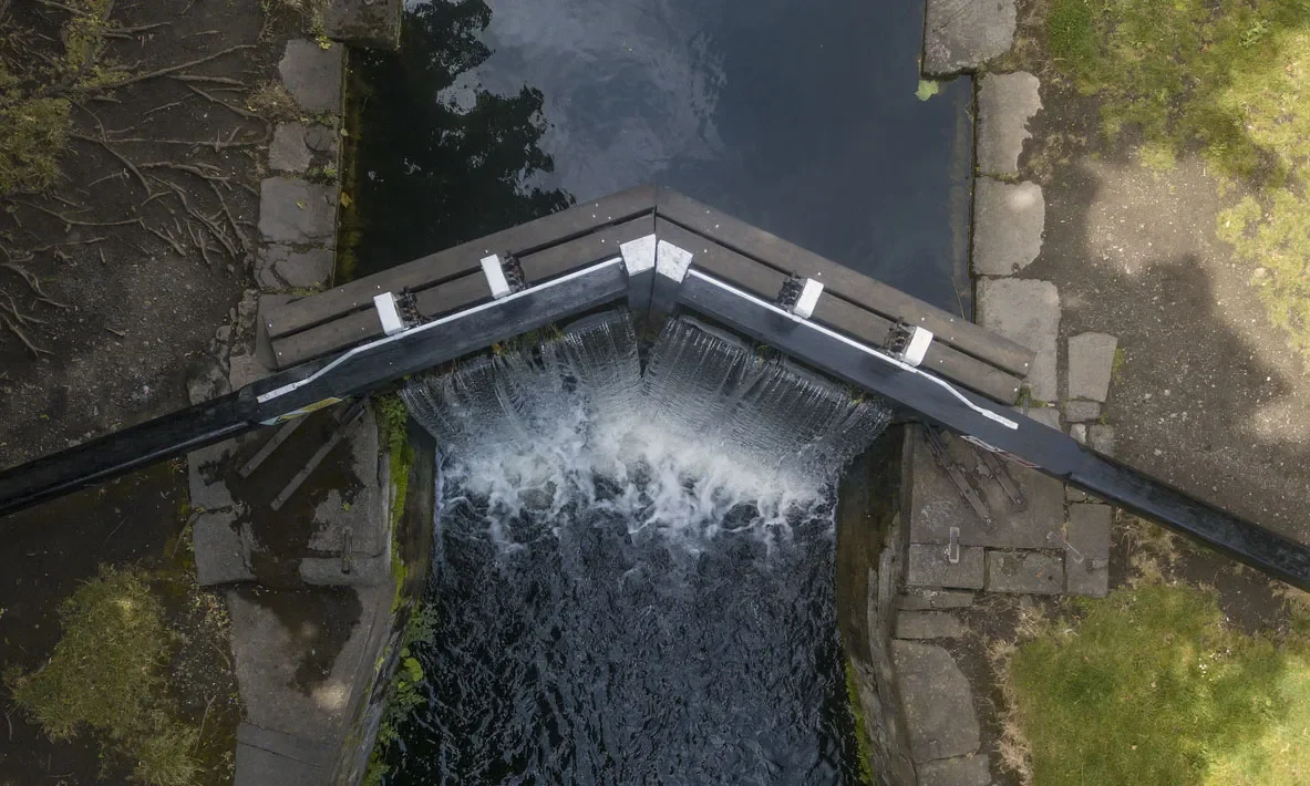 Elevated view of the Grand Canal, Dublin, Ireland.