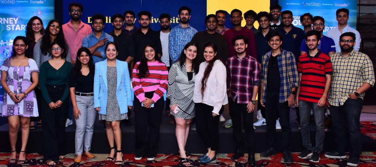 A group of students at pre-departure event in India