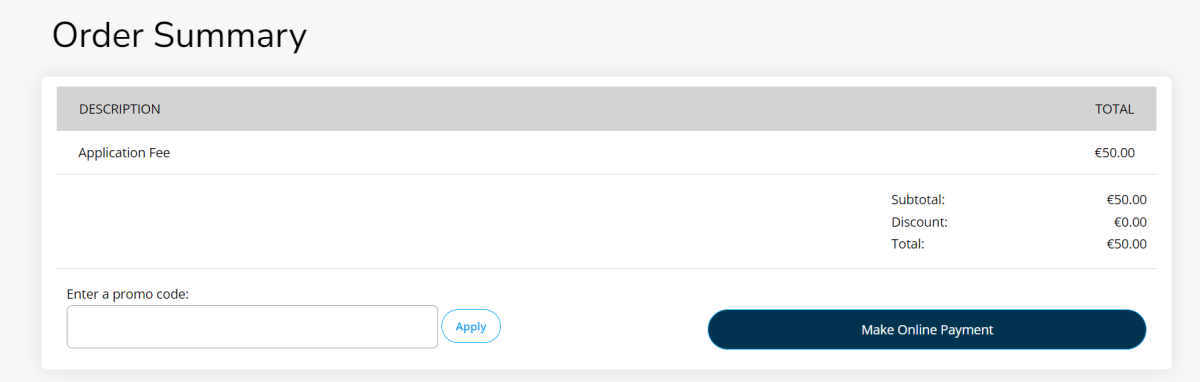 Pay application fee