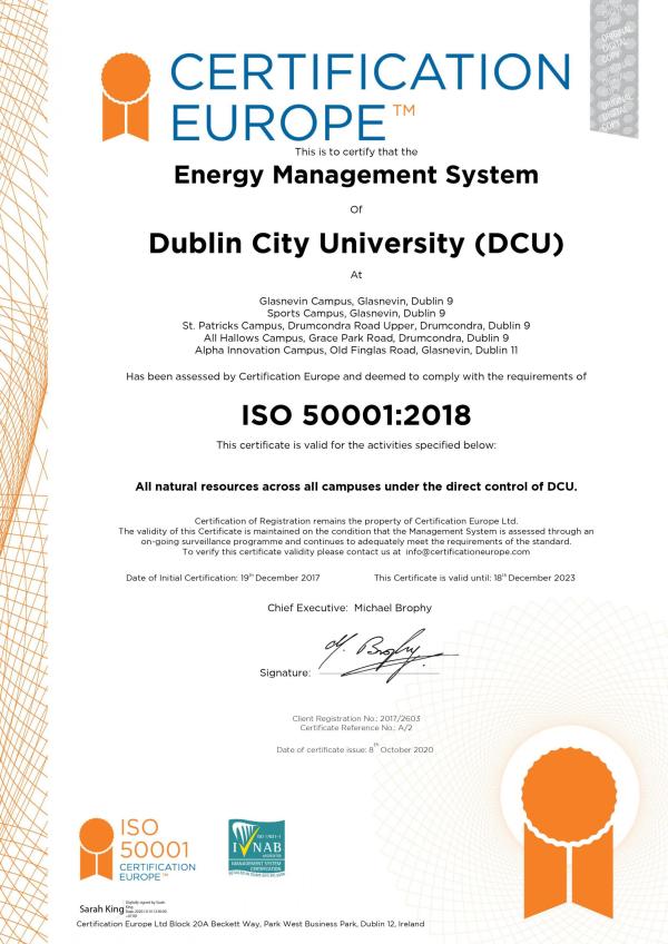 ISO50001:2018 Certificate