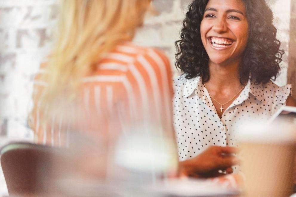 Two women meeting over coffee