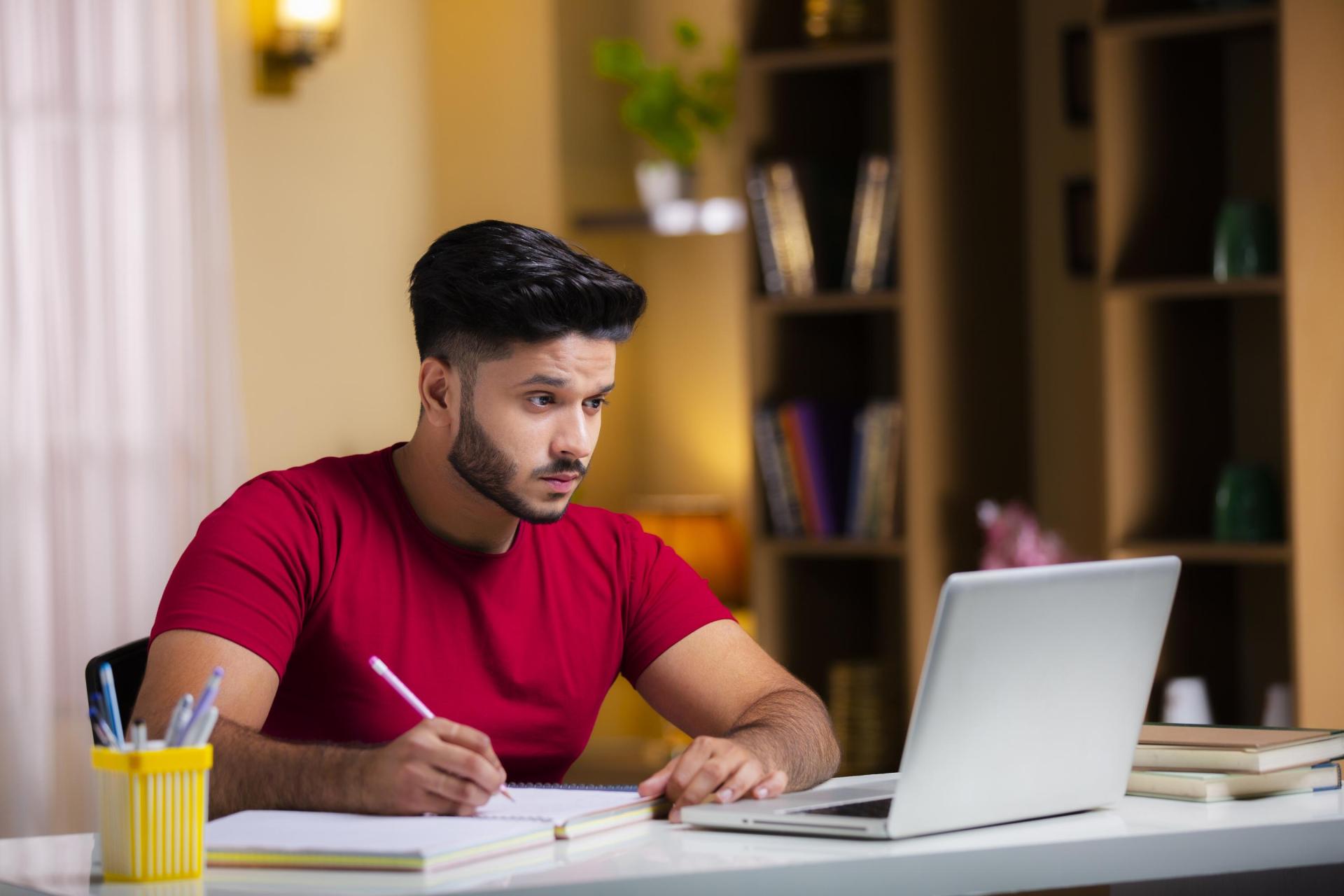 Image of a student working on a laptop.