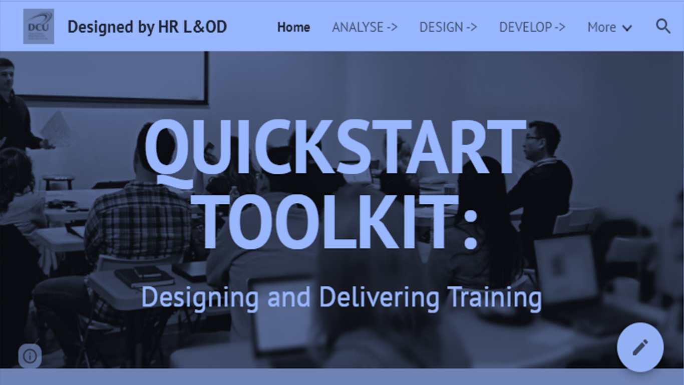Screenshot of ADDIE quickstart toolkit