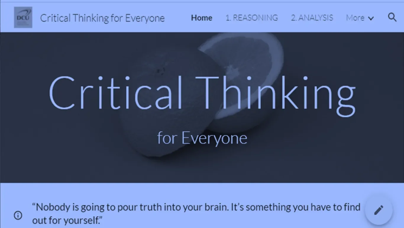 Screenshot of Critical Thinking Toolkit