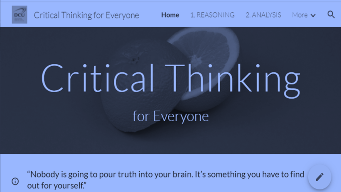 Screenshot of Critical Thinking Toolkit