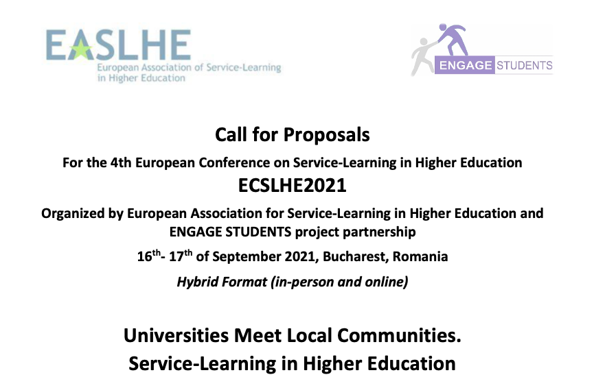 Call for proposals for the 4th European Conference on Service-Learning in Higher Education 