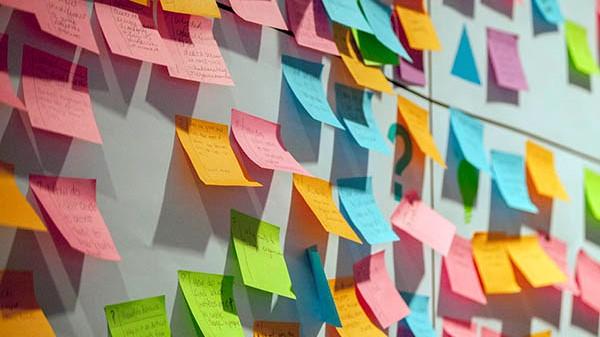 Post-it notes on a wall