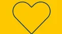 Navy heart outline on yellow background