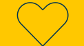 Navy heart outline on yellow background