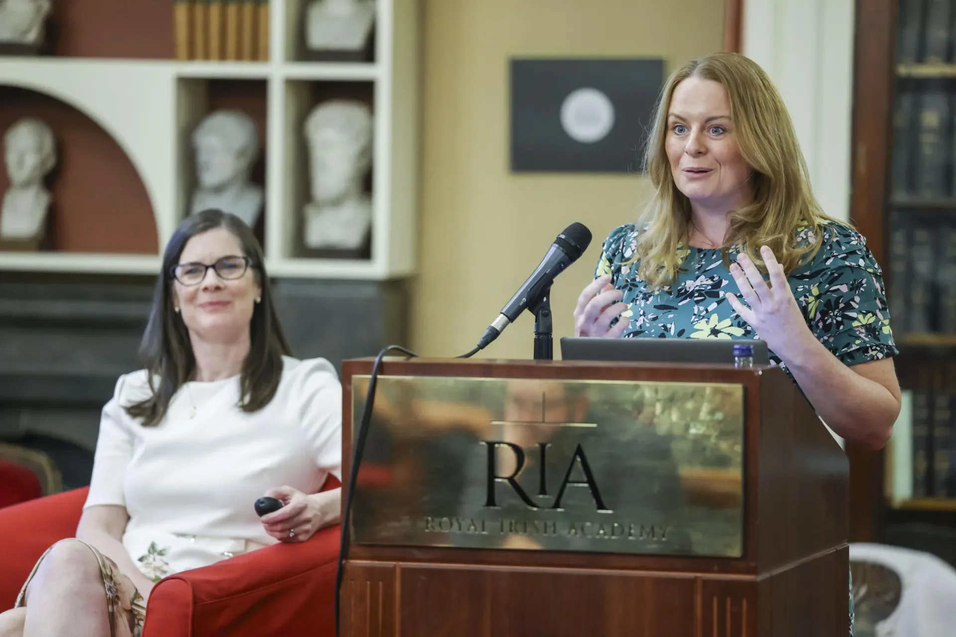 Shows speakers on stage at Royal Irish Academy