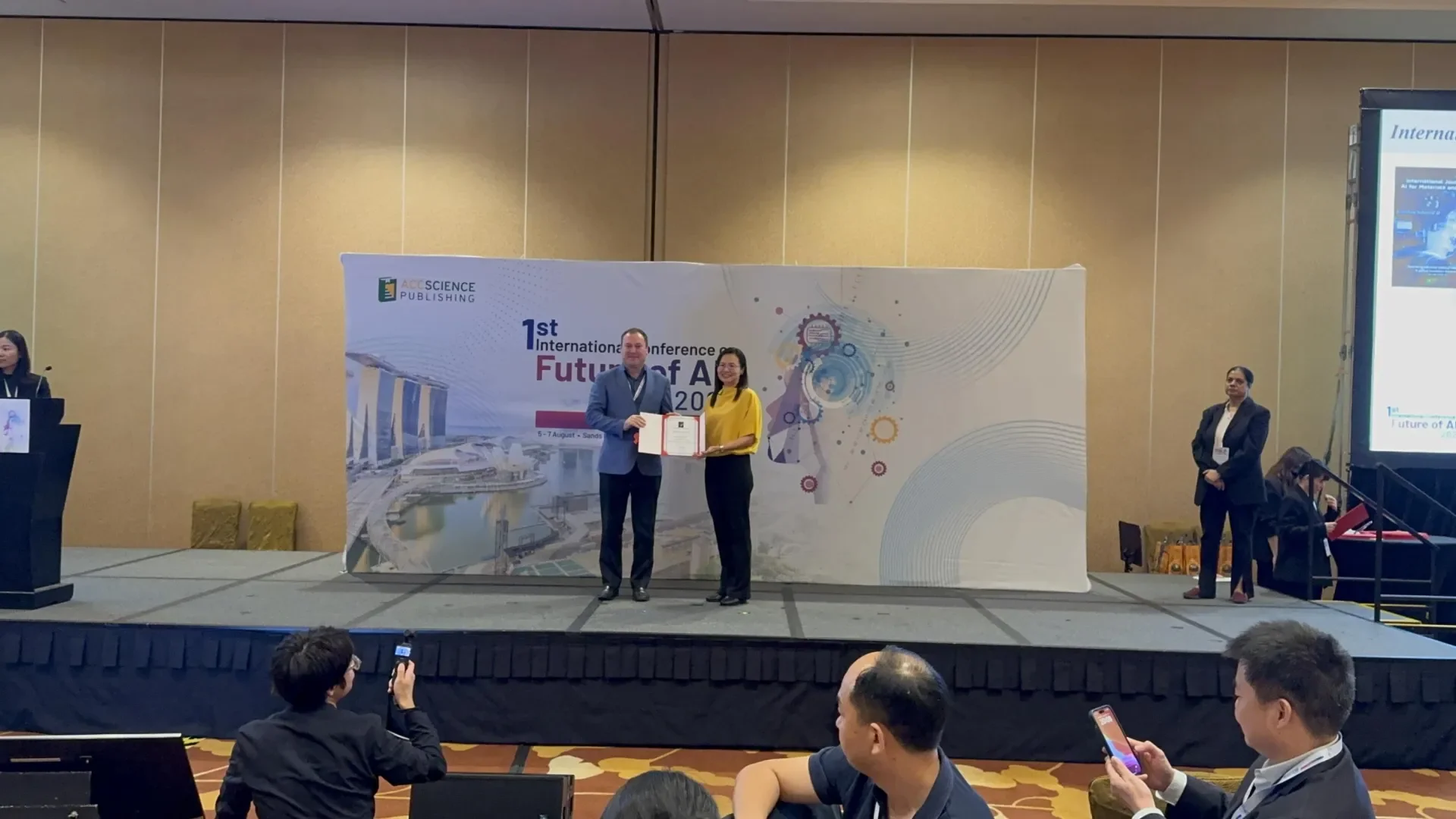 Shows Prof Dermot Brabazon on stage at the Future of AM Conference in Singapore