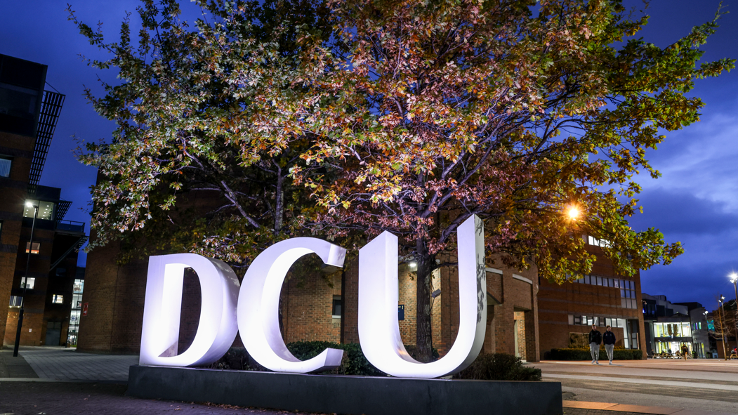 DCU sign lit up
