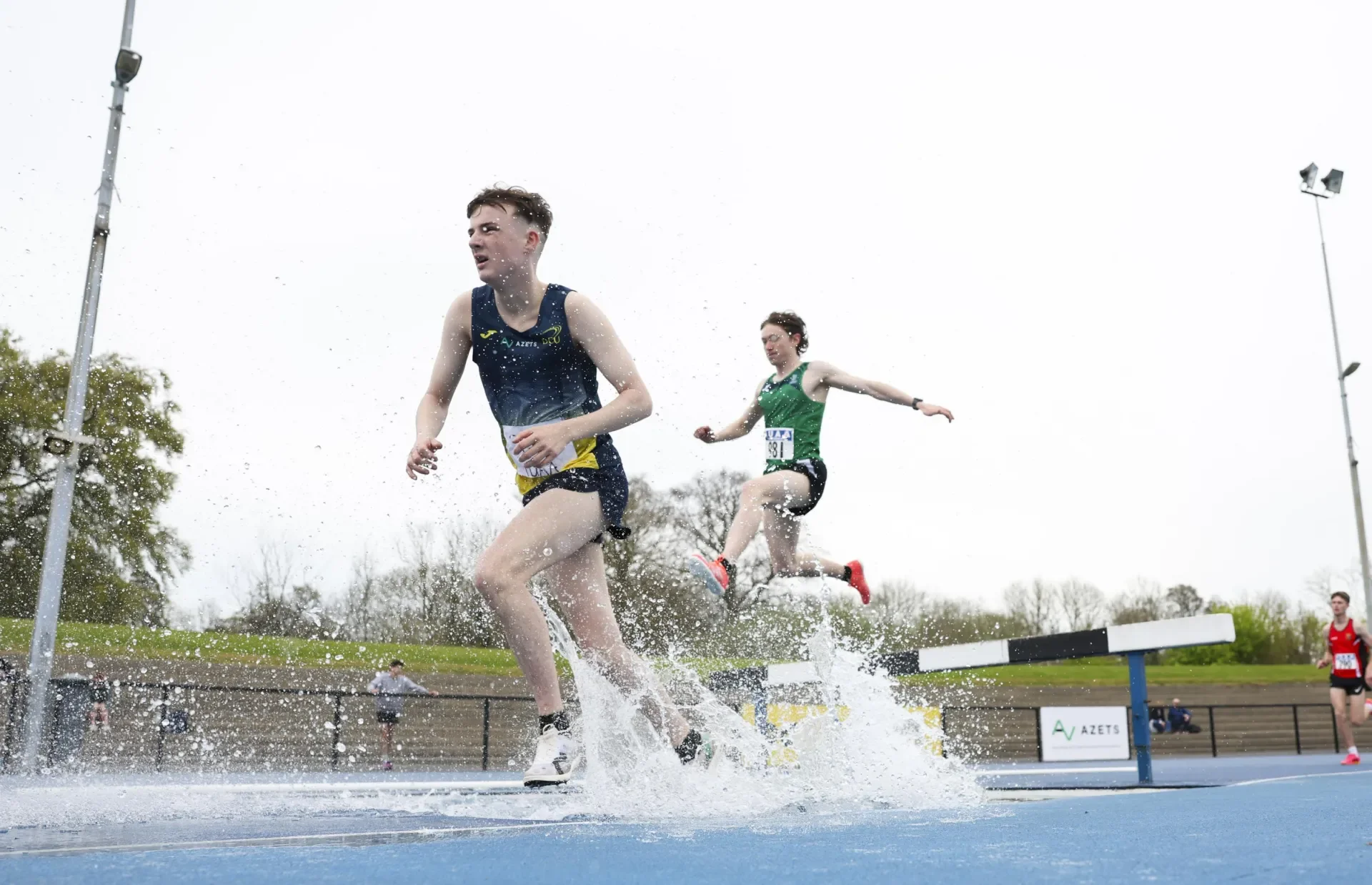 DCU athlete competing in the men's steeple chase