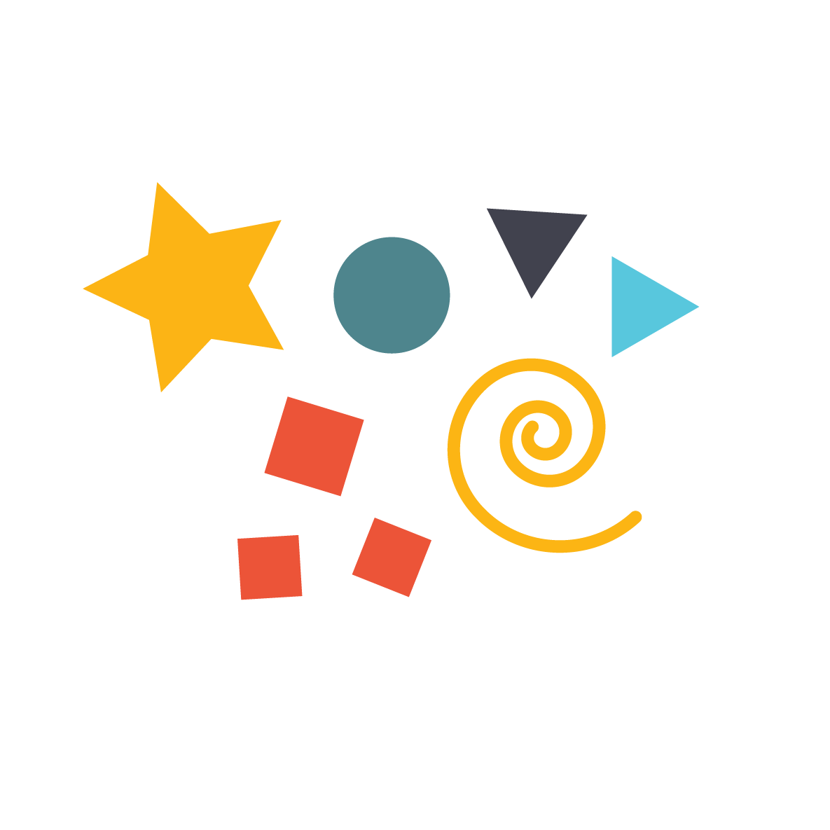 Icon of different coloured shapes denoting creativity