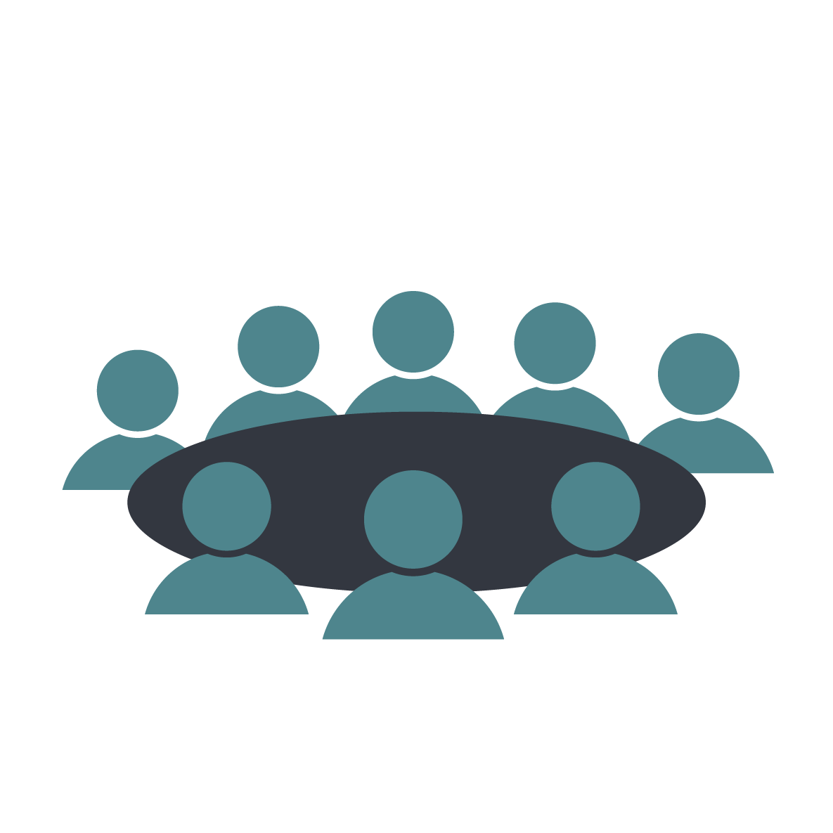 Icon of eight people sitting around a table