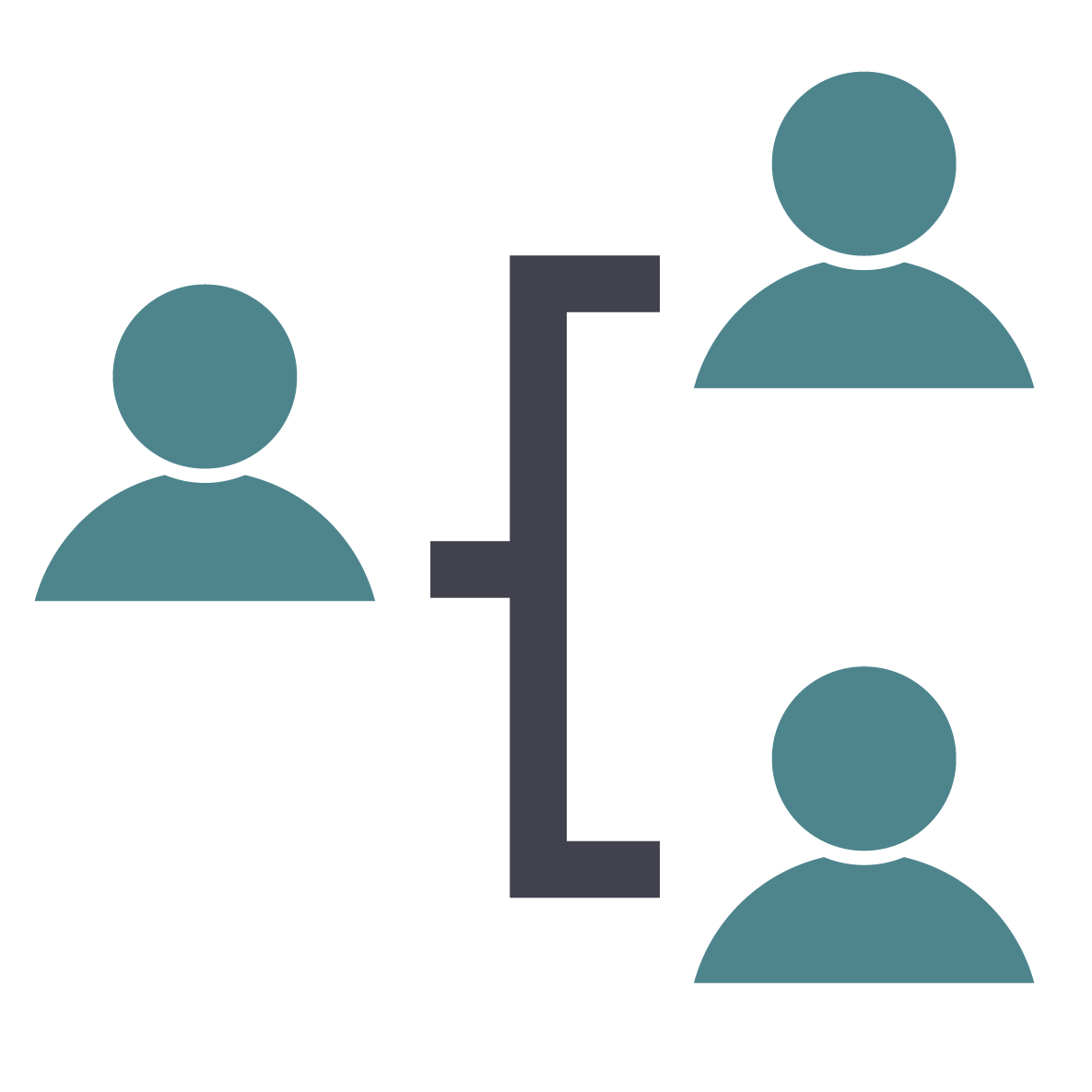 Icon of one person connected to another two